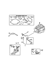 Short Block/Gasket Set Diagram and Parts List for 124T02-3847-EA  Briggs and Stratton Engine